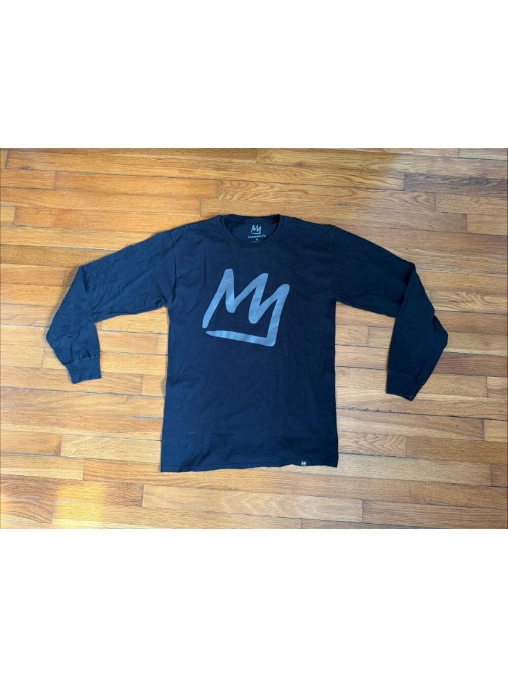 Mammoth Men's Long Sleeve Graphic T-Shirt Charcoal Grey Crown Logo Size M(p4)